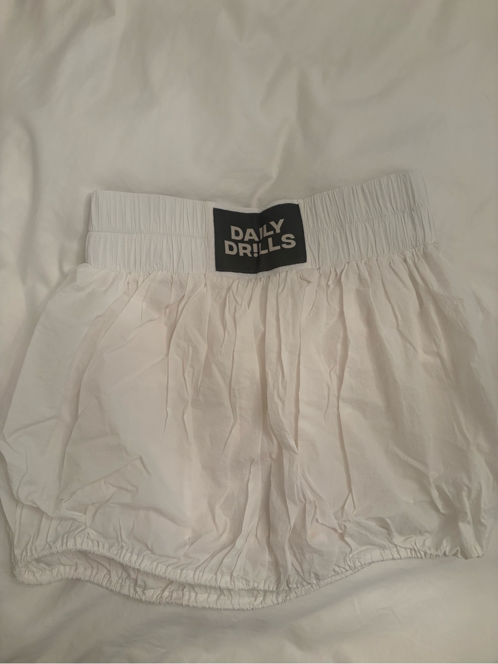 Daily Drills White Elastic-Waist Mini Skirt
